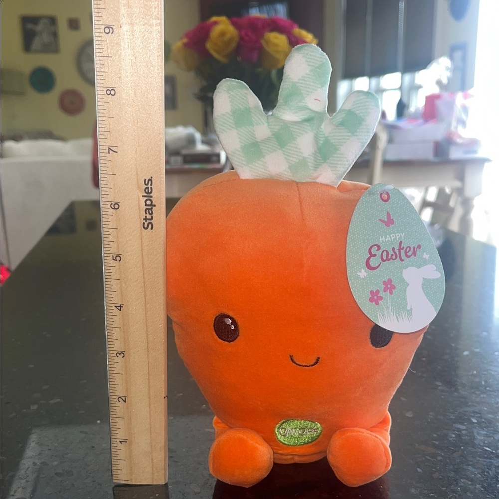 Talking Plush Orange Carrot Stuffed Toy - Says Happy Easter - Picture 4 of 4